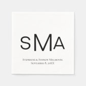 Serviette En Papier Monogramme noir blanc Mariage classique serviettes (Devant)
