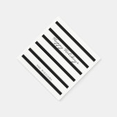 Serviette En Papier Monogramme noir & blanc moderne Stripe Happy Holid (Coin)
