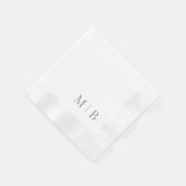 Serviette En Papier Monogramme noir contemporain Mariage blanc (Coin)
