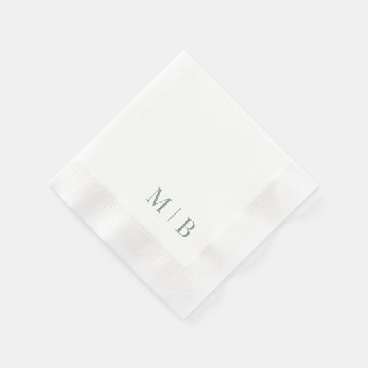 Serviette En Papier Monogramme noir contemporain Mariage blanc (Coin)