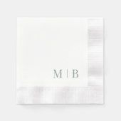 Serviette En Papier Monogramme noir contemporain Mariage blanc (Devant)