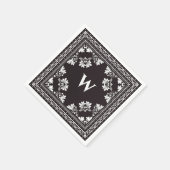 Serviette En Papier monogramme noir et blanc bandanna motif (Coin)