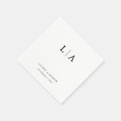 Serviette En Papier Monogramme noir et blanc Élégant Mariage simple (Coin)