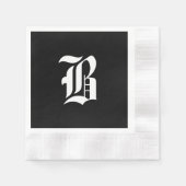 Serviette En Papier Monogramme noir et blanc initial B, (Devant)