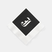 Serviette En Papier Monogramme noir et blanc Initial J, (Coin)