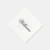 Serviette En Papier Monogramme noir et blanc personnalisé Nom initial (Coin)
