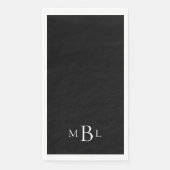 Serviette En Papier Monogramme noir et blanc simple et élégant (Devant)