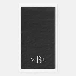 Serviette En Papier Monogramme noir et blanc simple et élégant