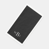 Serviette En Papier Monogramme noir et blanc simple et élégant (Coin)