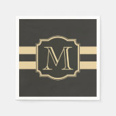Serviette En Papier Monogramme noir et or (Devant)