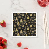 Serviette En Papier Monogramme Noir Golden Christmas Tree Flèches de n (En situation)