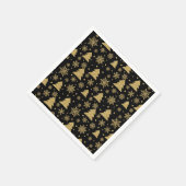 Serviette En Papier Monogramme Noir Golden Christmas Tree Flèches de n (Coin)