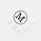 Serviette En Papier Monogramme noir personnalisé (Coin)