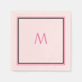 Serviette En Papier Monogramme noir rose Nom personnalisé initial Cool (Devant)