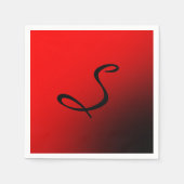 Serviette En Papier Monogramme noir rouge élégant professionnel initia (Devant)