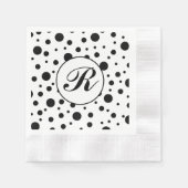 Serviette En Papier Monogramme noir sur blanc Polka Motif point (Devant)