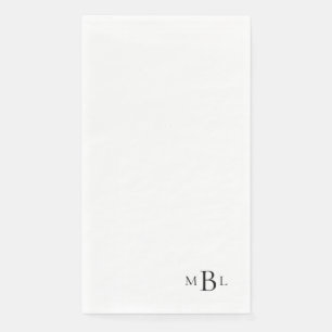 Serviette En Papier Monogramme noir tout simplement élégant