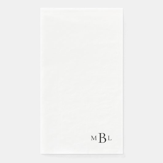 Serviette En Papier Monogramme noir tout simplement élégant (Devant)