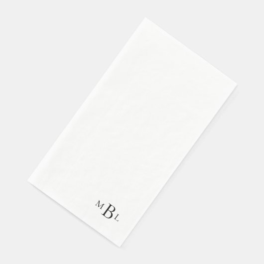 Serviette En Papier Monogramme noir tout simplement élégant (Coin)