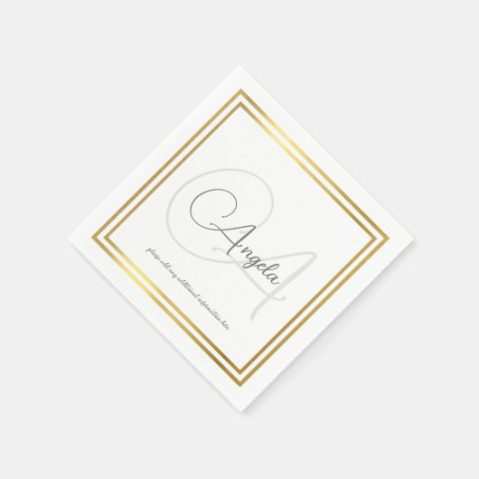 Serviette En Papier Monogramme (nom et initiale) Serviettes standard (Coin)