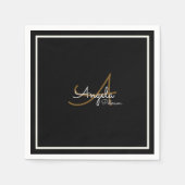 Serviette En Papier Monogramme (nom et initiale) sur Black Standard (Devant)