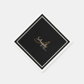 Serviette En Papier Monogramme (nom et initiale) sur Black Standard (Coin)