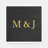 Serviette En Papier Monogramme Nom personnalisé initial Gold Black Mod (Devant)