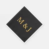 Serviette En Papier Monogramme Nom personnalisé initial Gold Black Mod (Coin)