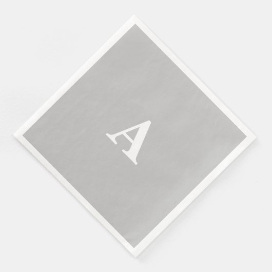 Serviette En Papier Monogramme Nom personnalisé initial Grey Grey Whit (Coin)