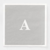 Serviette En Papier Monogramme Nom personnalisé initial Grey Grey Whit (Devant)