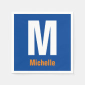 Serviette En Papier Monogramme Nom propre Initiale moderne Plaine mini (Devant)