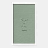 Serviette En Papier Monogramme Nom Sage Green Elegant Script Mariage (Devant)