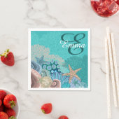 Serviette En Papier Monogramme Ocean Reef avec Starfish (En situation)