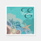 Serviette En Papier Monogramme Ocean Reef avec Starfish (Devant)