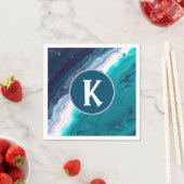 Serviette En Papier Monogramme océanique Abstrait (En situation)