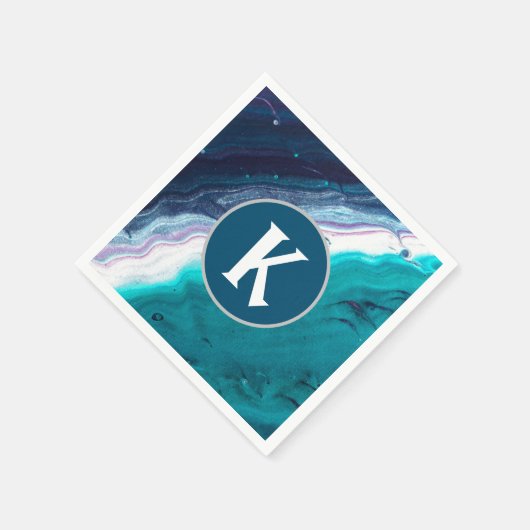 Serviette En Papier Monogramme océanique Abstrait (Coin)