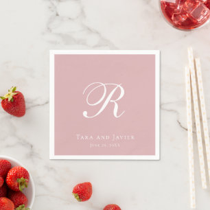 Serviette En Papier Monogramme officiel Rose rose roux élégant mariage