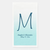Serviette En Papier Monogramme Ombre moderne blanc et bleu clair (Devant)