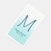 Serviette En Papier Monogramme Ombre moderne blanc et bleu clair (Coin)