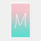 Serviette En Papier Monogramme Ombre rose et turquoise (Devant)