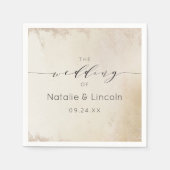 Serviette En Papier Monogramme Ombre Yellow Gold Frosted Foil Mariage (Devant)