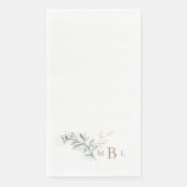 Serviette En Papier Monogramme Or à Feuillage Élégant (Devant)