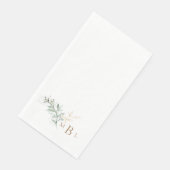 Serviette En Papier Monogramme Or à Feuillage Élégant (Coin)