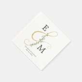 Serviette En Papier Monogramme or Ampersand Eucalyptus Mariage (Coin)