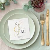 Serviette En Papier Monogramme or Ampersand Eucalyptus Mariage