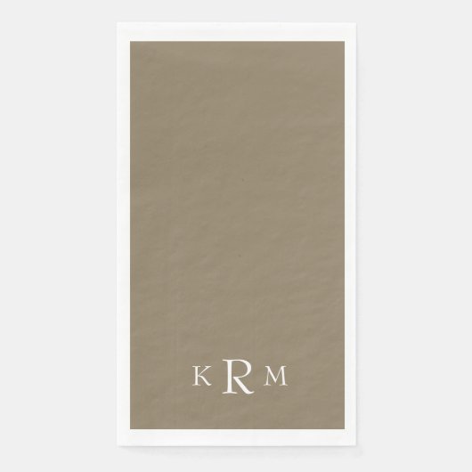 Serviette En Papier Monogramme Or & Blanc (Devant)