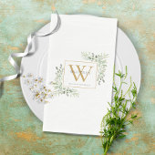 Serviette En Papier Monogramme Or Élégant Vert Moderne