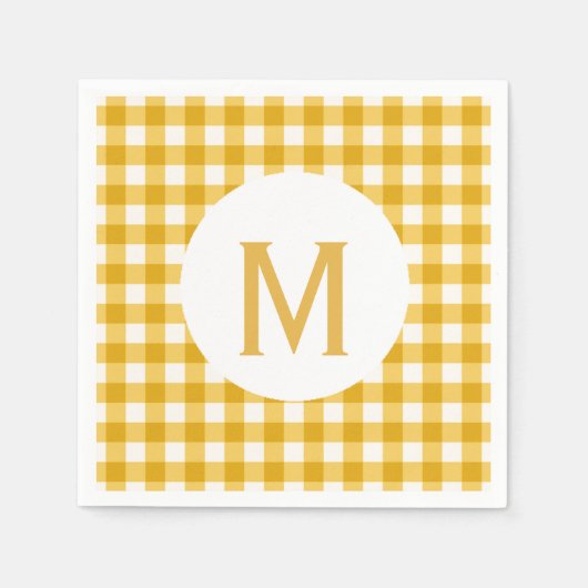 Serviette En Papier Monogramme Or En vichy simple (Devant)