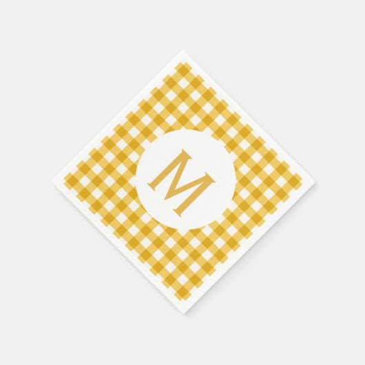 Serviette En Papier Monogramme Or En vichy simple (Coin)