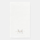 Serviette En Papier Monogramme or et gris Lavage blanc (Devant)
